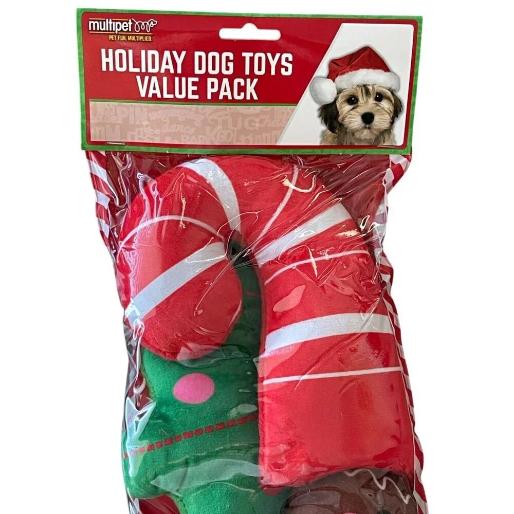 Christmas Stocking Holiday Dog Toys Value‎ Pack By Multipet NWT